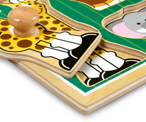 Melissa & Doug Jungle Friends Safari Animals Jumbo Knob Wooden Puzzle - Chunky Baby Puzzle for Ages 1+