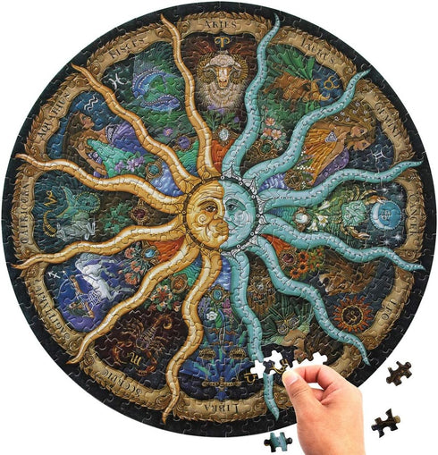 Moruska 500 Piece Puzzles for Adults - Zodiac Constellation Round Mandala Astrology Jigsaw Puzzle