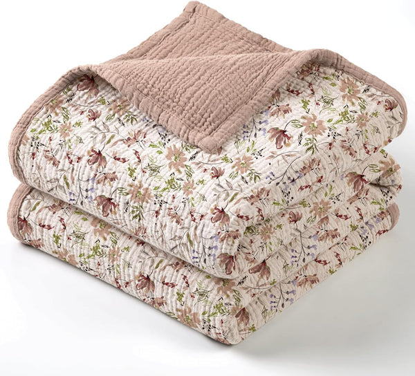 lulumoon Muslin Baby Blanket for Girls: Soft Breathable Cotton Toddler Blanket for
