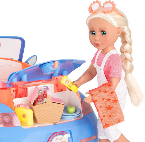 14-Inch Set 3+ Glitter Girls Doll Accessories Picnic Picnic Basket, Retro Radio, & Play Food Items Years Childrens Toys