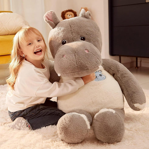 IKASA Giant Hippo Stuffed Animal - 30" Jumbo Plush Toy for Kids, Boys & Girls (Gray)