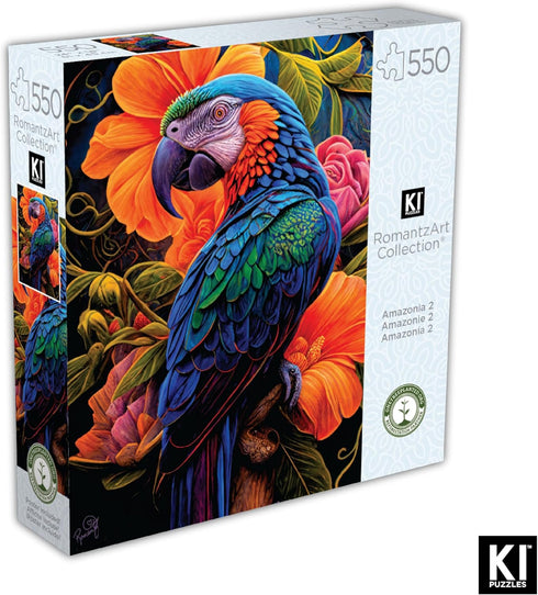550 Piece Puzzle for Adults AMAZONIA II RomantzArt bird Jigsaw 24X18 by KI Puzzles