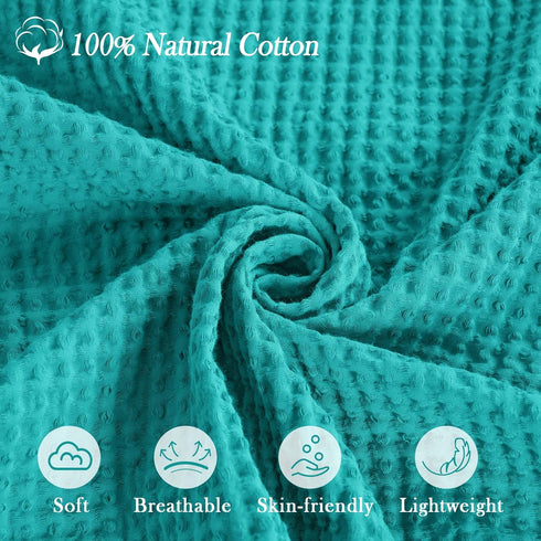 PHF 100% Cotton Baby Waffle Blankets, Lightweight Washed Soft Breathable, 30"x40" for Boys and Girls, Teal