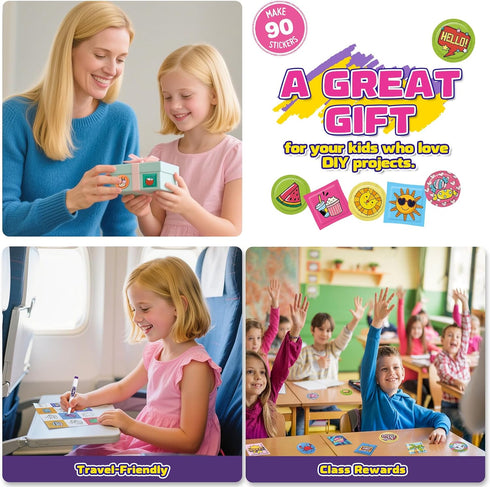 90 3D 6-10 8-12 Sticker Maker for Kids - Make Your Own Puffy Stickers Kit - DIY More Stickers Arts and Crafts for Kids