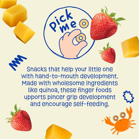 8 0.32 (Pack 4) Earth's Best Organic Melty Hoops, Bite-Sized Snacks for Babies Months and Up, Strawberry and Mango