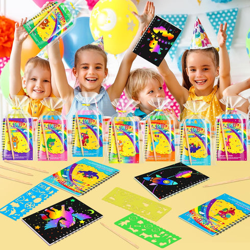 Ximoeo 24Pack 4-8 8-12 Rainbow Scratch Notebook Party Favor For Kids Scratch Art Paper Basket Stuffers, Easter Coloring