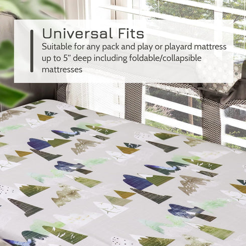 Pack Mini Crib Sheets Mountain N Play Sheets Soft Breathable Portable Playard Cover for Baby Boy