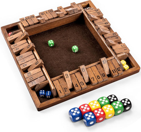 ropoda Shut The Box Game, Upgraded 12 Numbers Wooden Board Games for