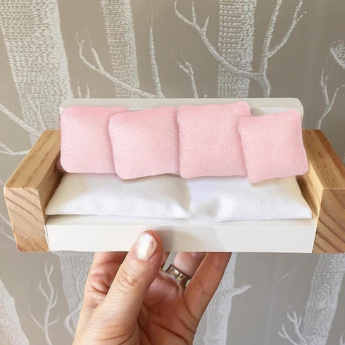 10Pcs 1:12 Set Mini Cushions Pink Pillow for Tiny Decoration Furniture Model Scale Miniature Dollhouse Sofa Pillows