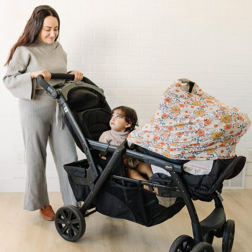 Konssy Baby Car Seat Covers- Multi-use Carseat Canopy for Babies, Stretchy Infant Carseat Cover Boy, Shower Gifts