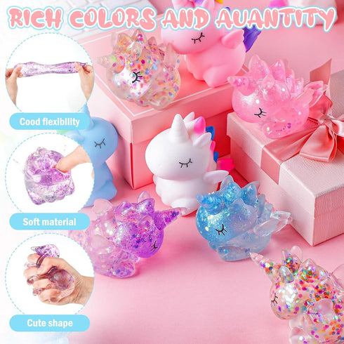 24 Meooeck Pcs Unicorn Stress Ball Mini Unicorn Party Favors Cute Squeeze Fidget Animal Ball Fun for Exchange Gift