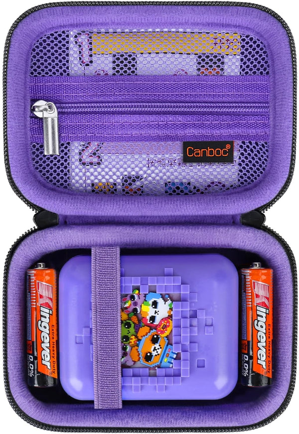 Canboc Carrying Travel Case for Bitzee Interactive Toy, Virtual Electronic Pets Kids Storage Bag (Black+Purple)