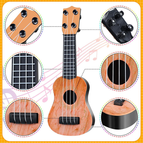 Lenwen 12 Pcs Kids Toy Guitar, 10 Inch Ukulele Beginner Musical Instrument for Toddlers, Educational Toy