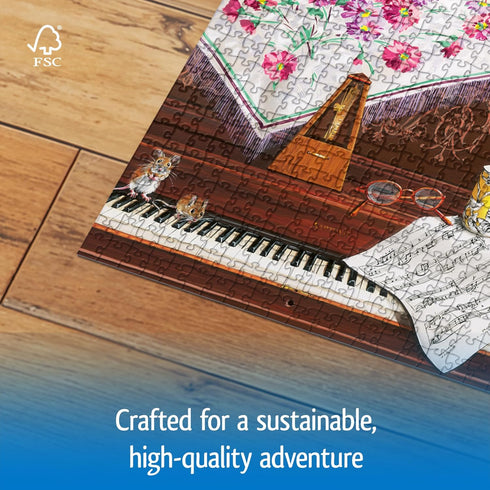 1000 Wonder Forge Piano Cat Piece Jigsaw Puzzle for Adults | Unique, Perfectly-Fitting Pieces | Fun, Vibrant Imagery |