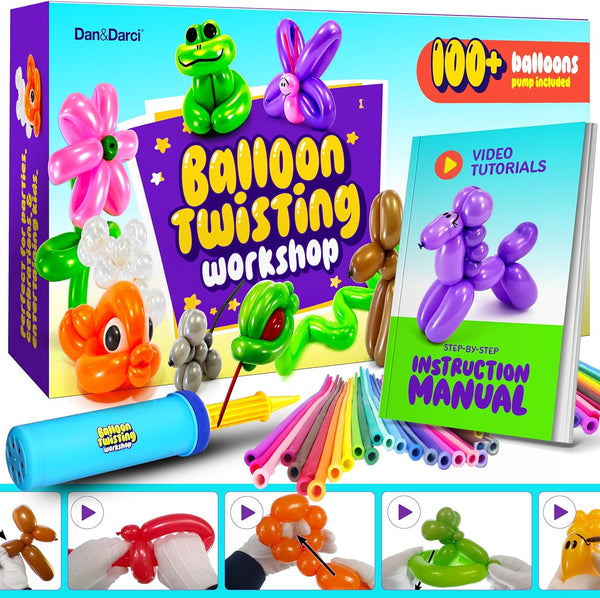 Dan&Darci Balloon Animal Twisting Kit with Pump for Kids - Boy &