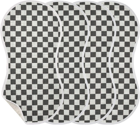 FLildon Muslin Burp Cloth for Baby 4PCS Checkered Black White Super Absorbent Burping