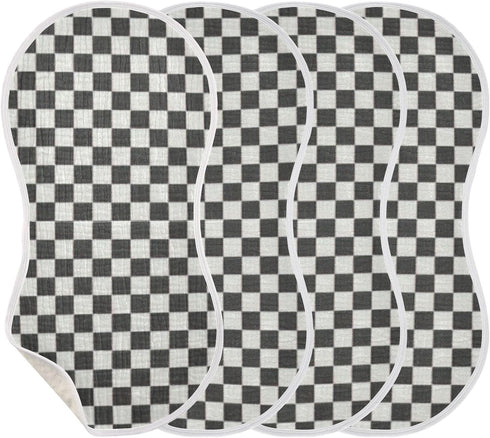 FLildon 2PCS Muslin Burp Cloth for Baby Checkered Black White Super Absorbent Burping Cloths, Bibs for Newborn Boys