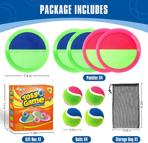 Set, 3 4 5 6 7 8-12, Summer 4 4 Shemira Toss and Catch Ball Game Outdoor Outside Toys for Kids Ages Beach Pool Yard