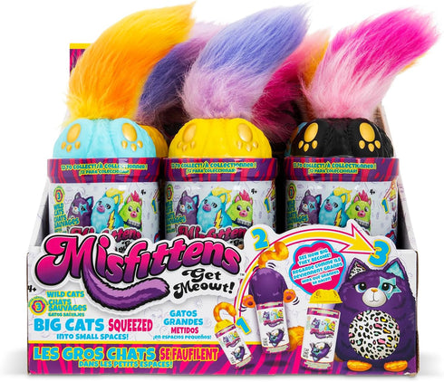 Misfittens Cats, Series 3 Wild Cats, 1 Count Collectible Plush, Stuffed Cat Plushie, Furry Surprise Toy for Kids