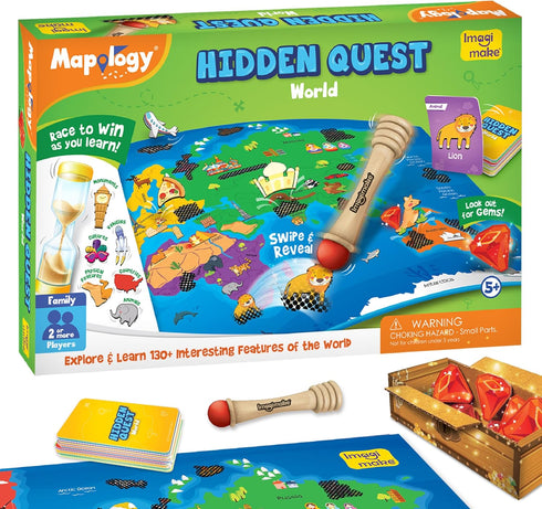 Imagimake Mapology Hidden Quest World Map Board Game | Educational Toys for Kids 6-12 | Gift for 6 Year Old