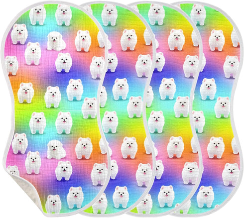 GOODOLD Set 1 Pack White Dogs Muslin Baby Burp Cloths - Super Absorbent and Soft Burping Rags - Cotton Burp Clothes