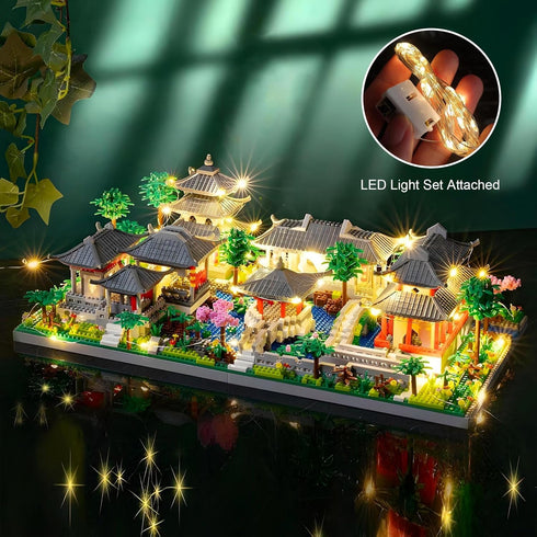 Mini Chinese Architecture of Suzhou Garden - Cherry Blossom Tree Building Blocks Set for Adults, 3888 Pcs