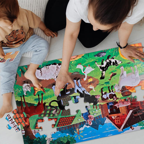 Puzzles,48 3-5,Children 4-8 Jumbo Floor Puzzle for Kids,Farm Animals Jigsaw Large Piece Barn Puzzle for Toddler Ages
