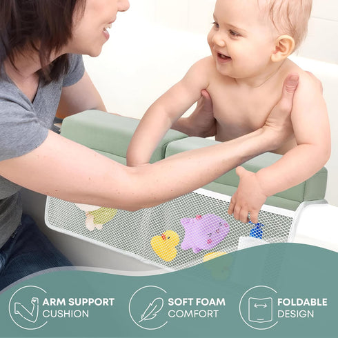 PURELYDOT Elbow Set Comfortable Baby Bath Kneeler & Rest Pad Extra Thick Foam Cushion with Toy Organizer Non-Slip