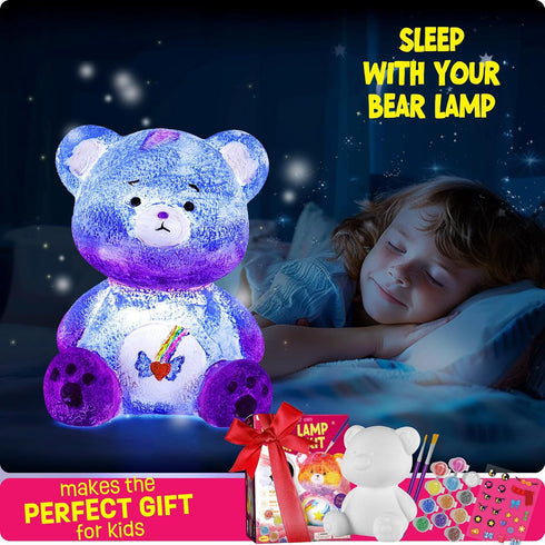 6-12, 8-12, 3 4 5 6 7 8 9 10 11 12+ LAOESE Paint Your Own Bear Lamp Kit, Art Supplies Bear Painting Kit for Kids Arts