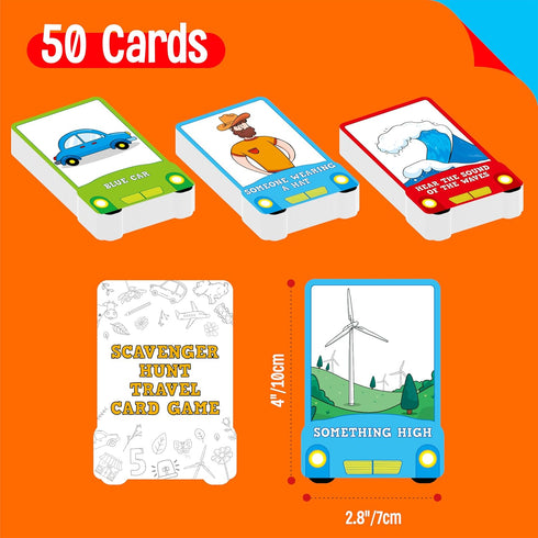 50PCS 4 SpriteGru Travel Scavenger Hunt Card Game, Road Trip Car Games Fun Eye Find & Seek Card Game Funny Activity