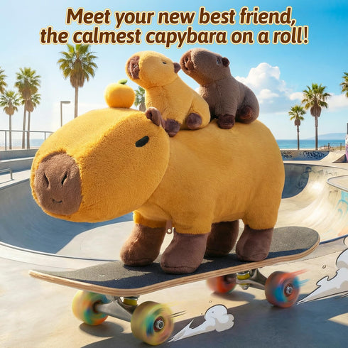 OUOZZZ 5-in-1 Mommy 4 (3+ Capybara Plush Toy, Large Capybara Stuffed Animal with Removable Babies Inside, Unique