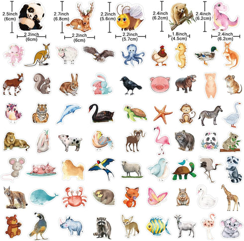 160pcs Cute Animal Stickers for Kids - Cartoon Watercolor Animal Stickers for Water Bottle, Laptop, Scrapbook,