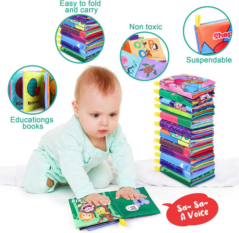 Baby Bath Books - Fabric Soft Baby Cloth Books, Early Education Toys, Waterproof for Toddler, Newborn, Infants, Perfect