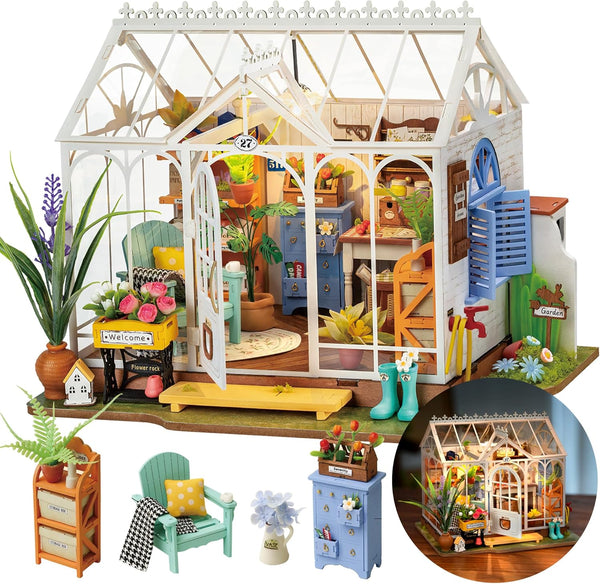 DIY Miniature House Kit, Dreamy Garden House for Adults, Mini House Making Kit with Furnitures