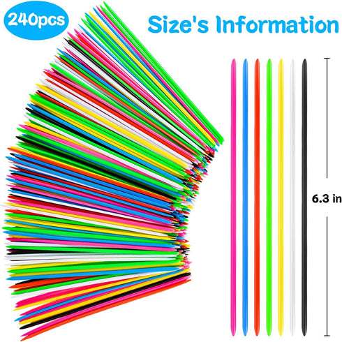 Pick Up Sticks - 240 Pieces Classic Retro Toys with 1 Black Bag for Family Fun Game Present