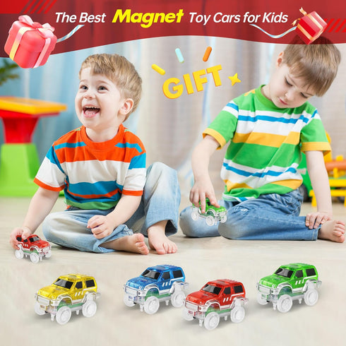 Magnetic Track Cars Replacement Only - Flex Track Race Cars Accessories for Kids Ages 3+, Compatible with Magnetic Car