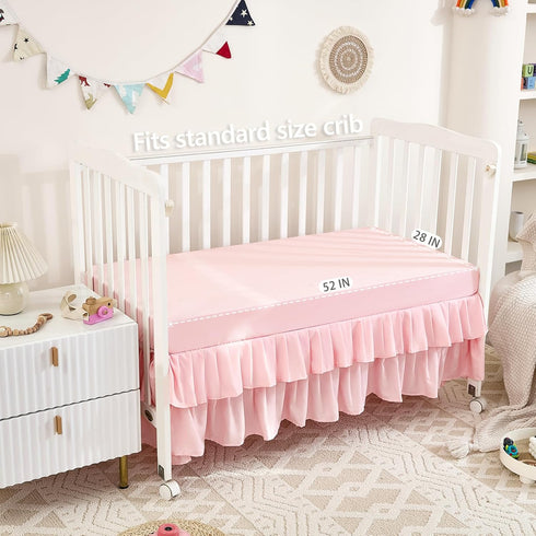 3-Piece Set Set Tufted Ruffle Crib Bedding for Girls - Ultra Soft Baby Bedding Includes Boho Crib Comforter, Sheet