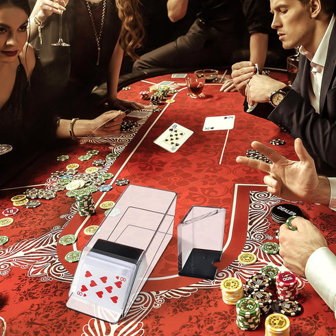 4 Deck Blackjack Shoe and Discard Tray - Clear Acrylic Card Dispenser for Poker Game Night
