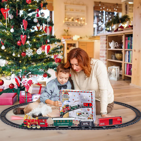 Set, Set 3 4 5 6 7 8+ Train Train Toys for Kids Boys with Smokes, Lights and Sound, Train for Under Christmas Tree