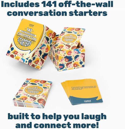 Crated with Love - 141 Outrageous Conversation Starters for Kids, Travel Games Card Deck for Family Topics