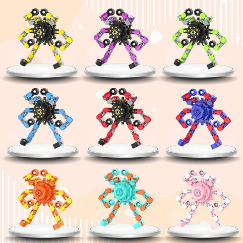Irvotbes (36PC) Transformable Fidget Spinners,Funny Stress Relief Sensory Fidget Toys,Deformable Chain DIY Robot