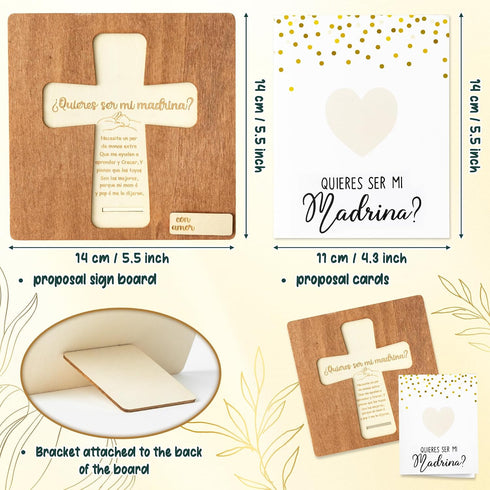 CJiangpo Will You Be My Godmother Proposal Gift, Cross Design Madrina Proposal Puzzle in Spanish Godmother Asking Card