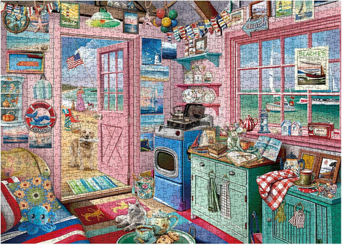 BBOLDIN Summer 1000 Beach House Puzzle for Adults Piece, Ocean Seashore Retreat Jigsaw Puzzles, Hawaii Cabin Scenery