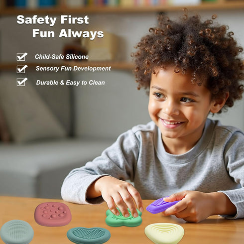 6Pcs Fidget Toys Sensory Worry Stones for Kids Calming with Autism Texture Sensory Toys Anxiety Relief Fidgets