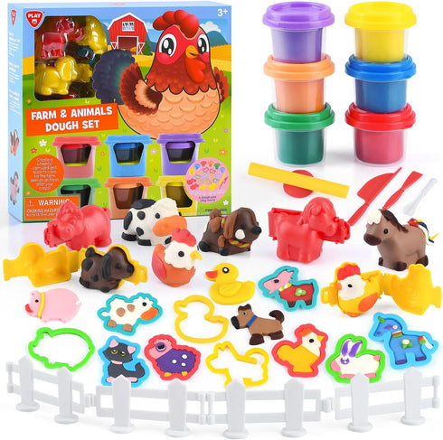 PLAY Farm Animals Clay Sets for Kids Ages 4-8, Color Dough Kit