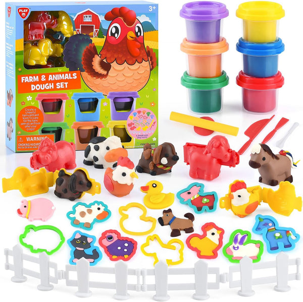 PLAY Farm Animals Clay Sets for Kids Ages 4-8, Color Dough Kit