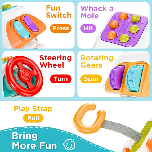 iPlay, iLearn Baby Busy Board Cube, Montessori Sensory Toys for 1-3 Year Olds, Educational Travel Toy
