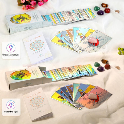MagicSeer Rainbow Tarot Cards Decks, Tarot Card and Book Sets for Beginners, Holographic Tarot Deck