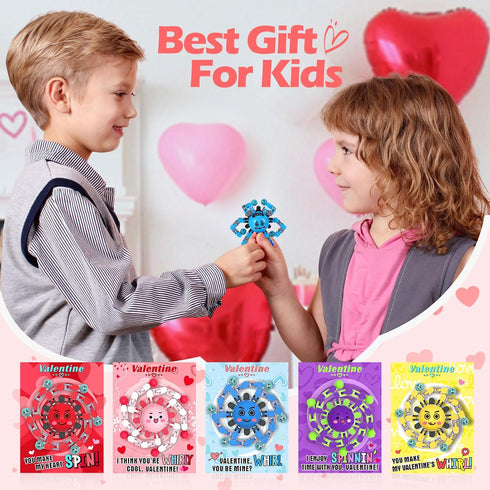 ShinyRelief 25 Pcs Valentine's Day Gifts for Kids Valentine Cards with Finger Fidget Toy Glow in The Dark DIY Stress