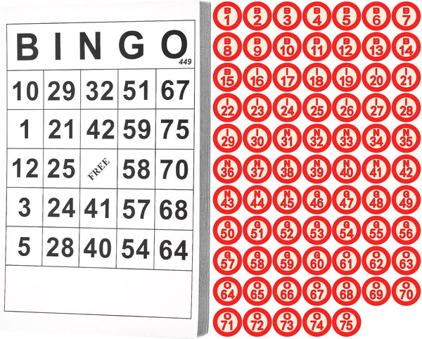 Lewtemi Vintage Bingo Board Game - Classic Bingo Cards Set with 40 Number Cards and 75 Chess for Large Parties